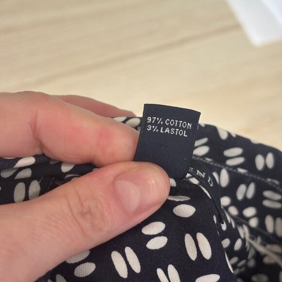 Lands End Shirt 10 Navy White Button Cotton‎ Stretch Sailor Career Office Casual - Picture 12 of 12